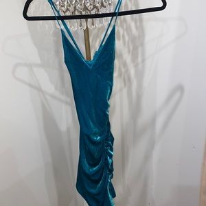 NWT for love and lemons teal velvet dress XS